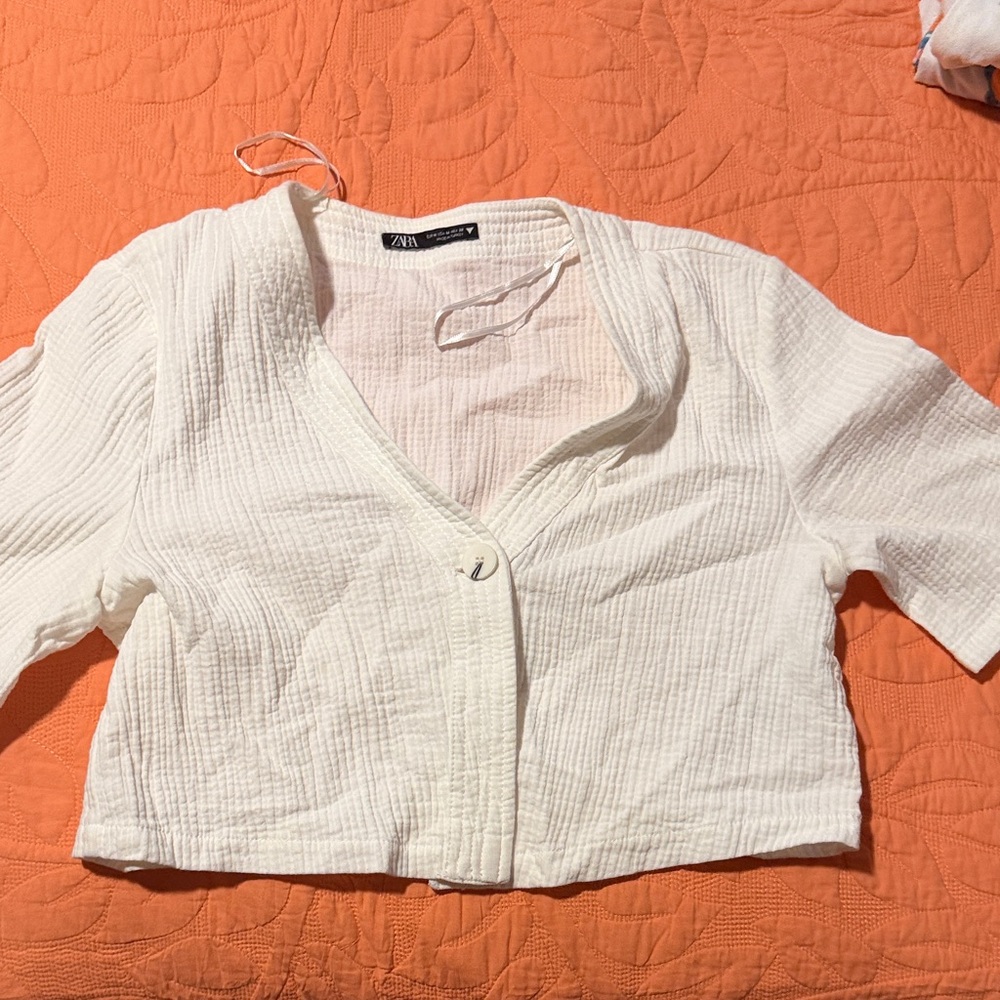 Zara Cream Textured Blouse